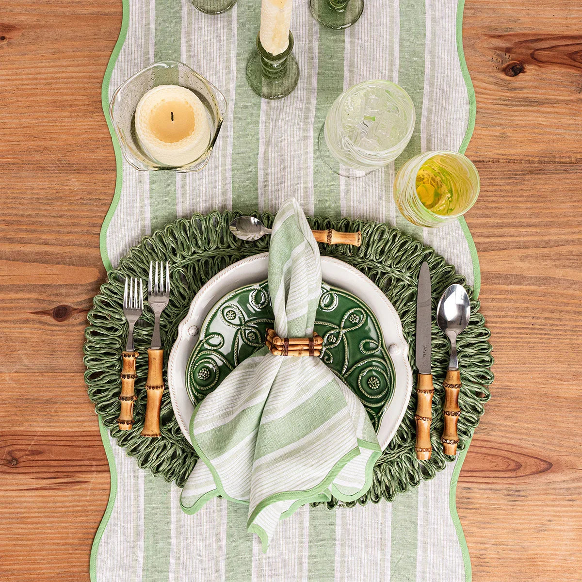 Juliska Cabana Stripe 18"x90" Table Runner - Seagrass