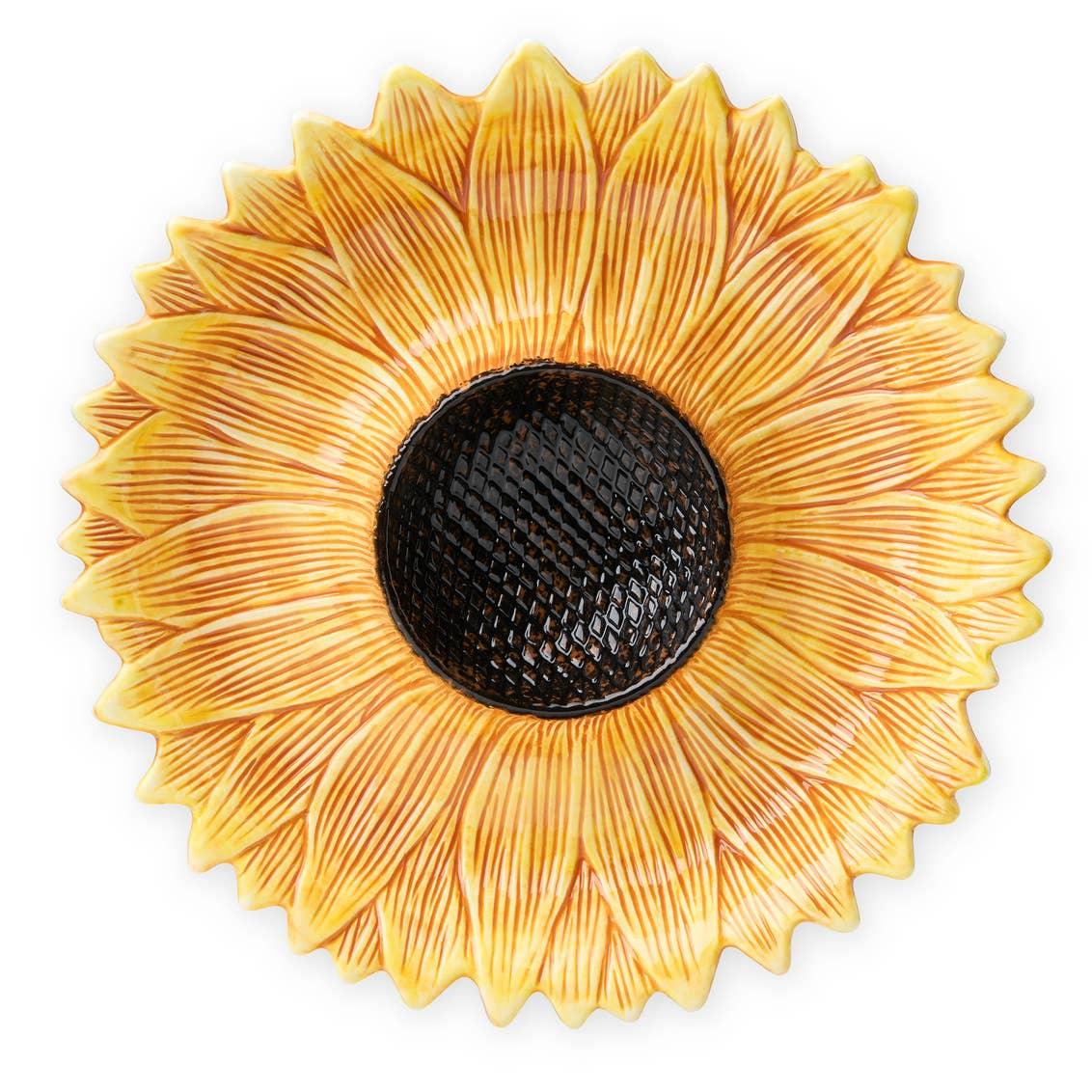 Sunflower Chip and Dip Platter - Hand-Painted Ceramic Serveware