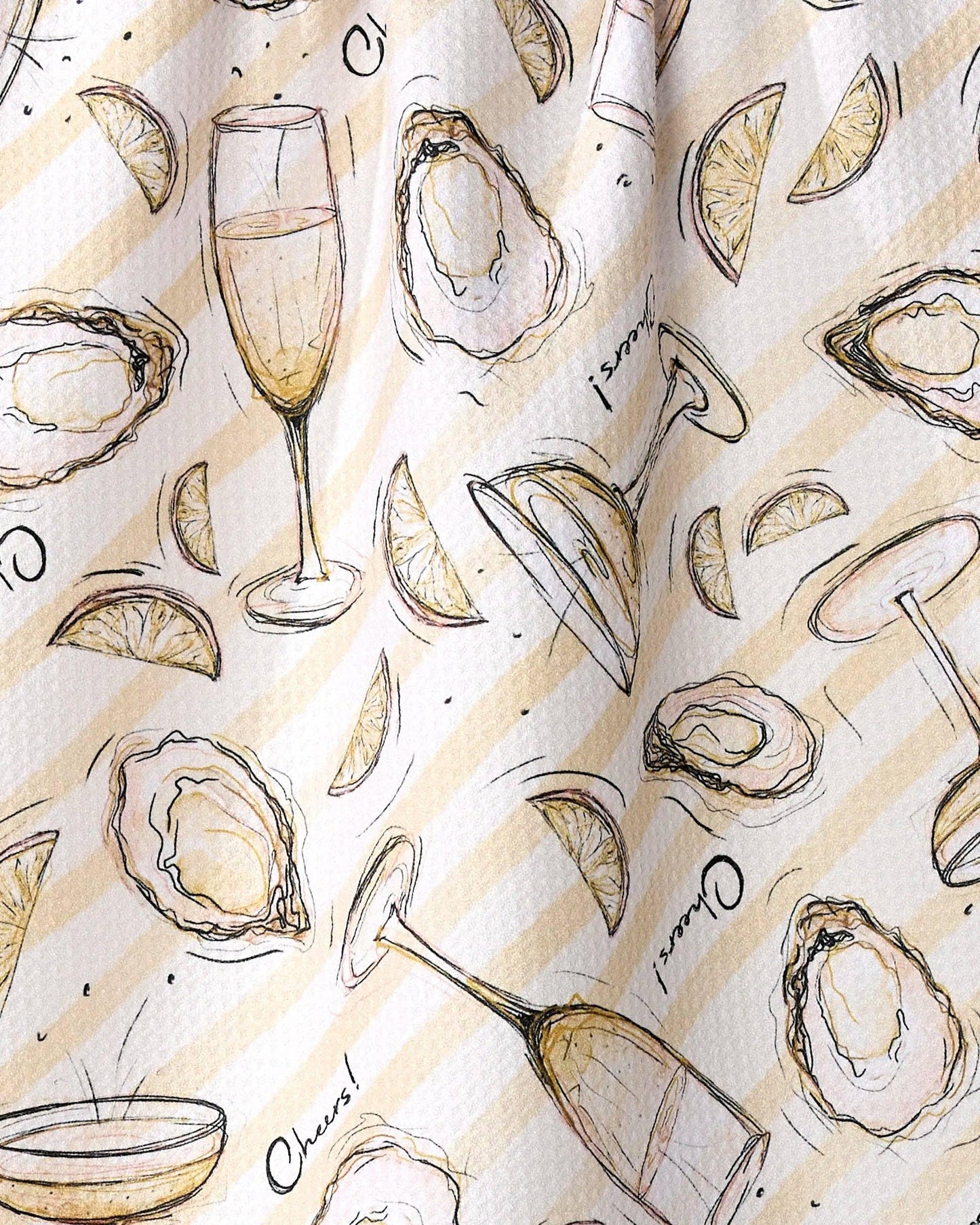 Geometry Oysters and Champagne Tea Towel