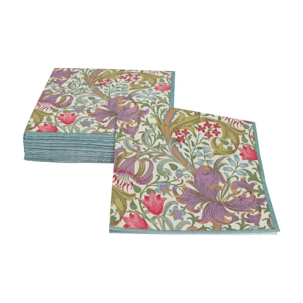 Caspari Golden Lily Ivory Cocktail Napkins - 20 Pack