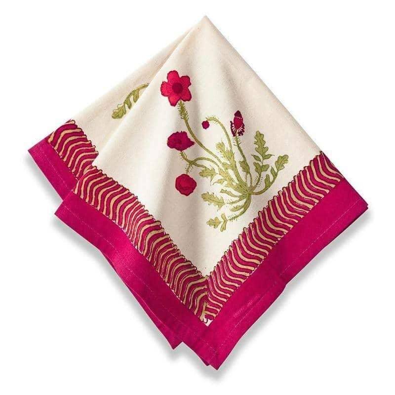 Poppies Red/Green Napkins - Set of 6