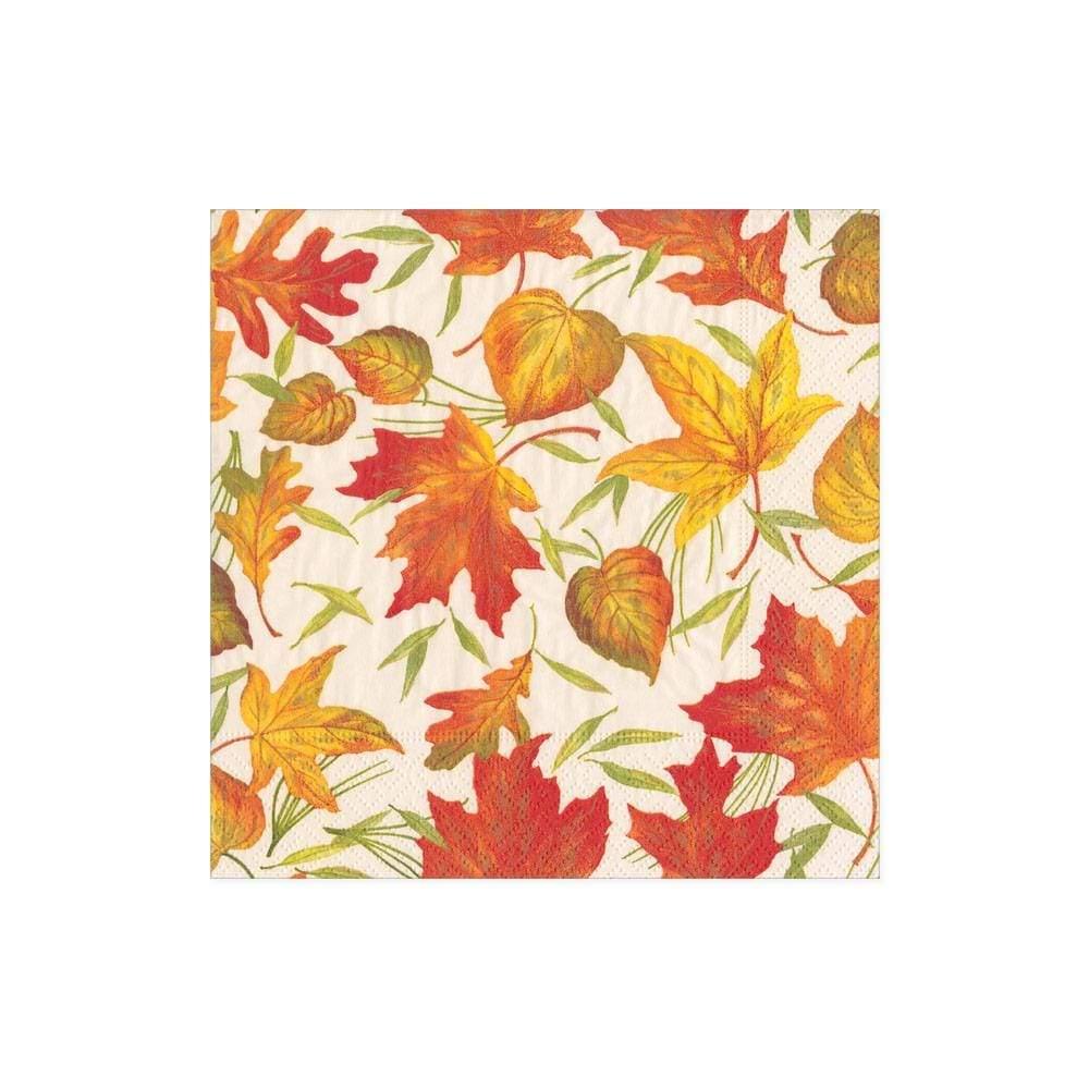 Woodland Leaves Paper Cocktail Napkins in Ivory - 20 Per Package - Marcel’s Culinary Experience