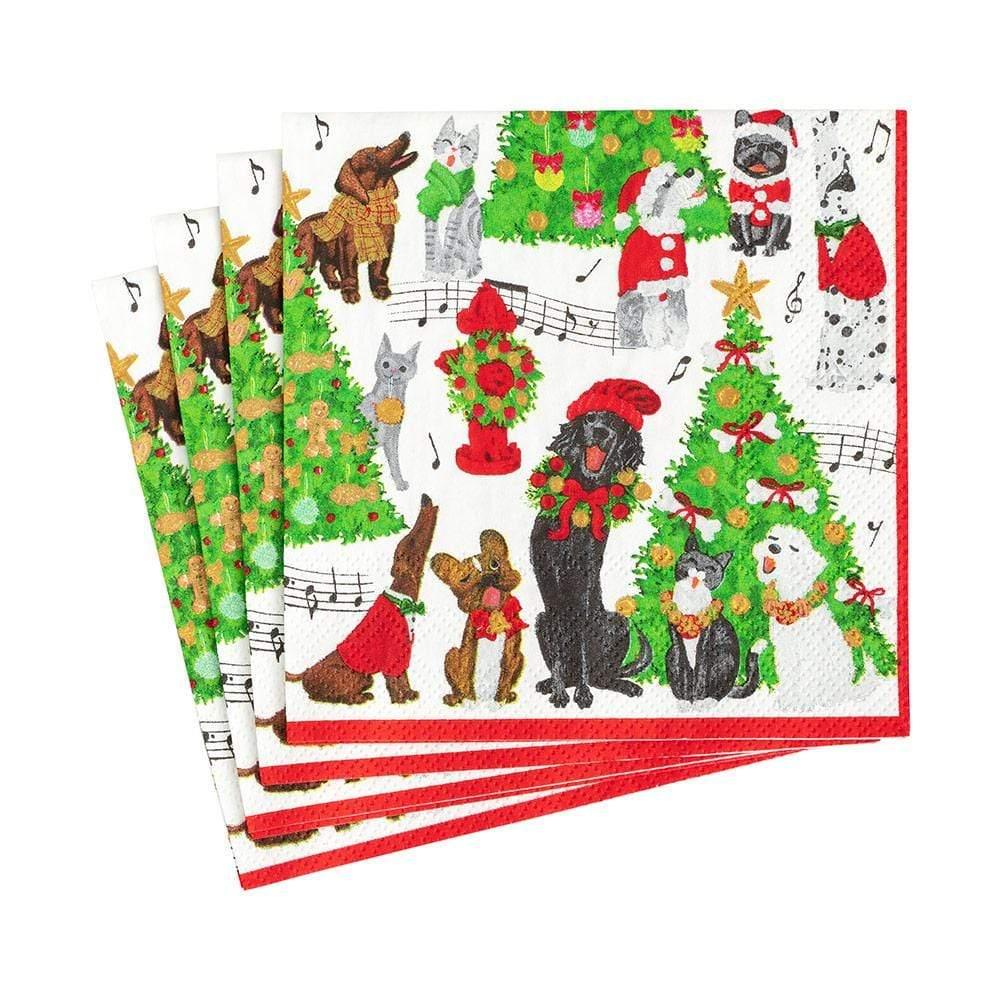 Caroling Pets Paper Cocktail Napkins - 20 Per Package - Marcel’s Culinary Experience