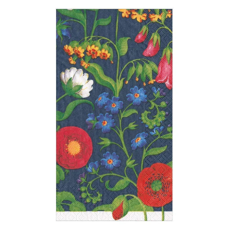 Caspari Cloisters Garden Guest Towel Napkins in Navy - 15 Per Package - Marcel’s Culinary Experience