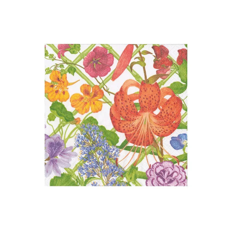 Caspari Floral Trellis Cocktail Napkins - 20 Per Package - Marcel’s Culinary Experience