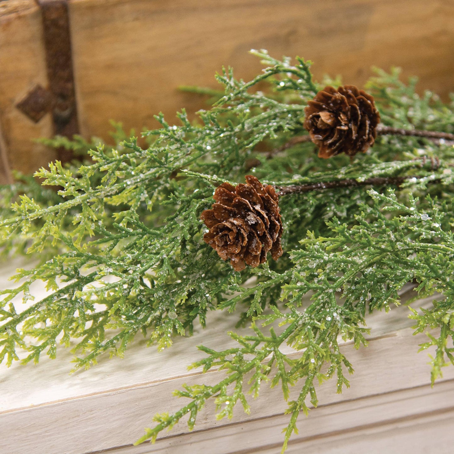 Glistening Weeping Cedar & Pine Cones Garland - 6 Ft. - Marcel’s Culinary Experience