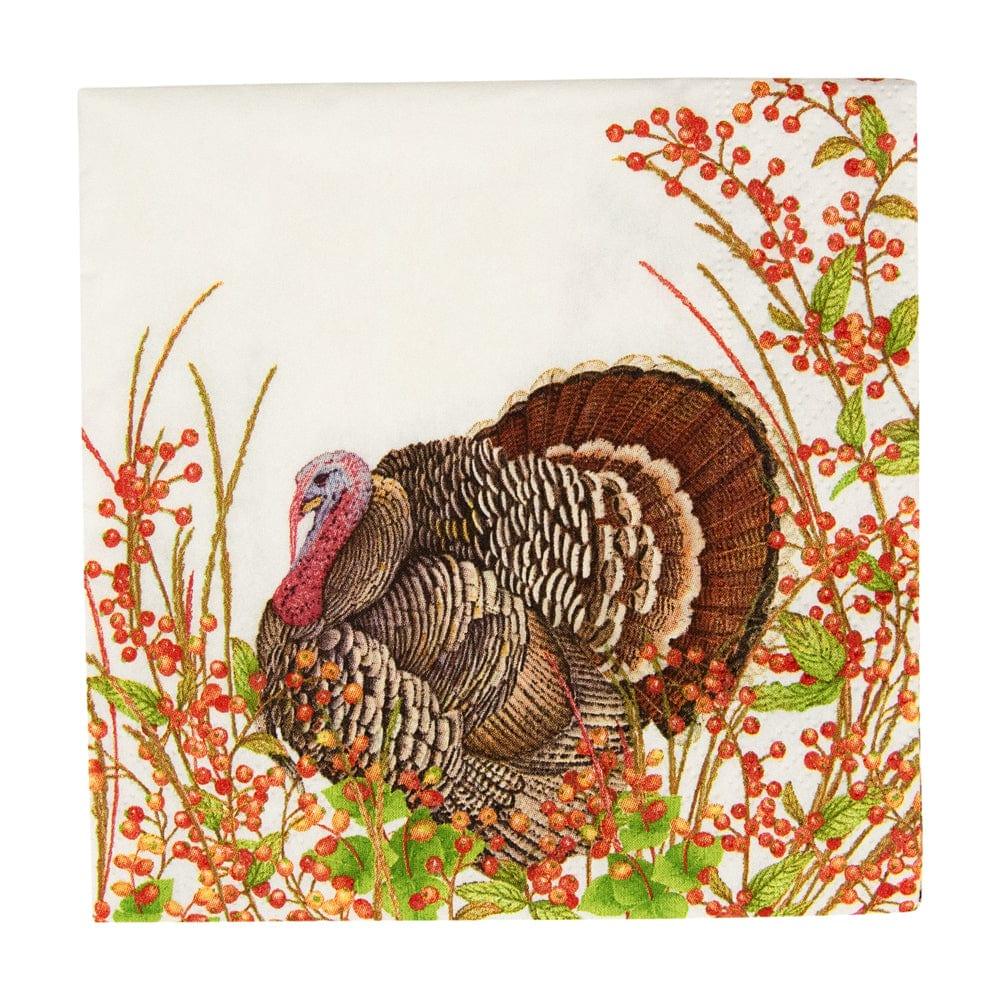 Turkey And Berries Cocktail Napkins - 20 Per Package - Marcel’s Culinary Experience