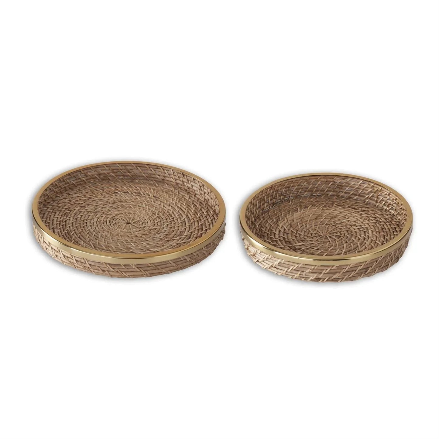 Round Rattan Trays w/Gold Metal Rim - Marcel’s Culinary Experience