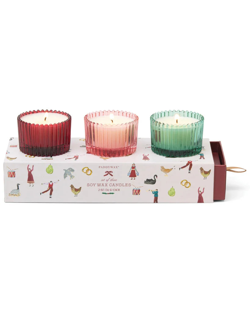 Paddywax Holiday Ribbed Mercury Candle Gift Set of 3