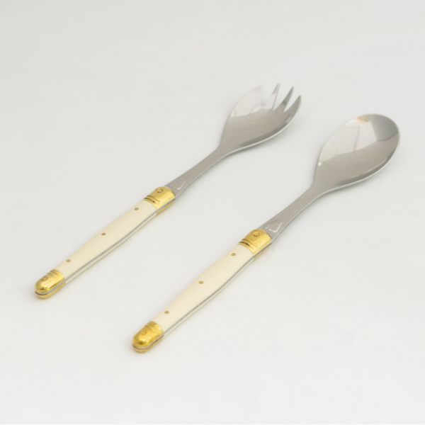 Jean Dubost Salad Servers with Ivory Handles