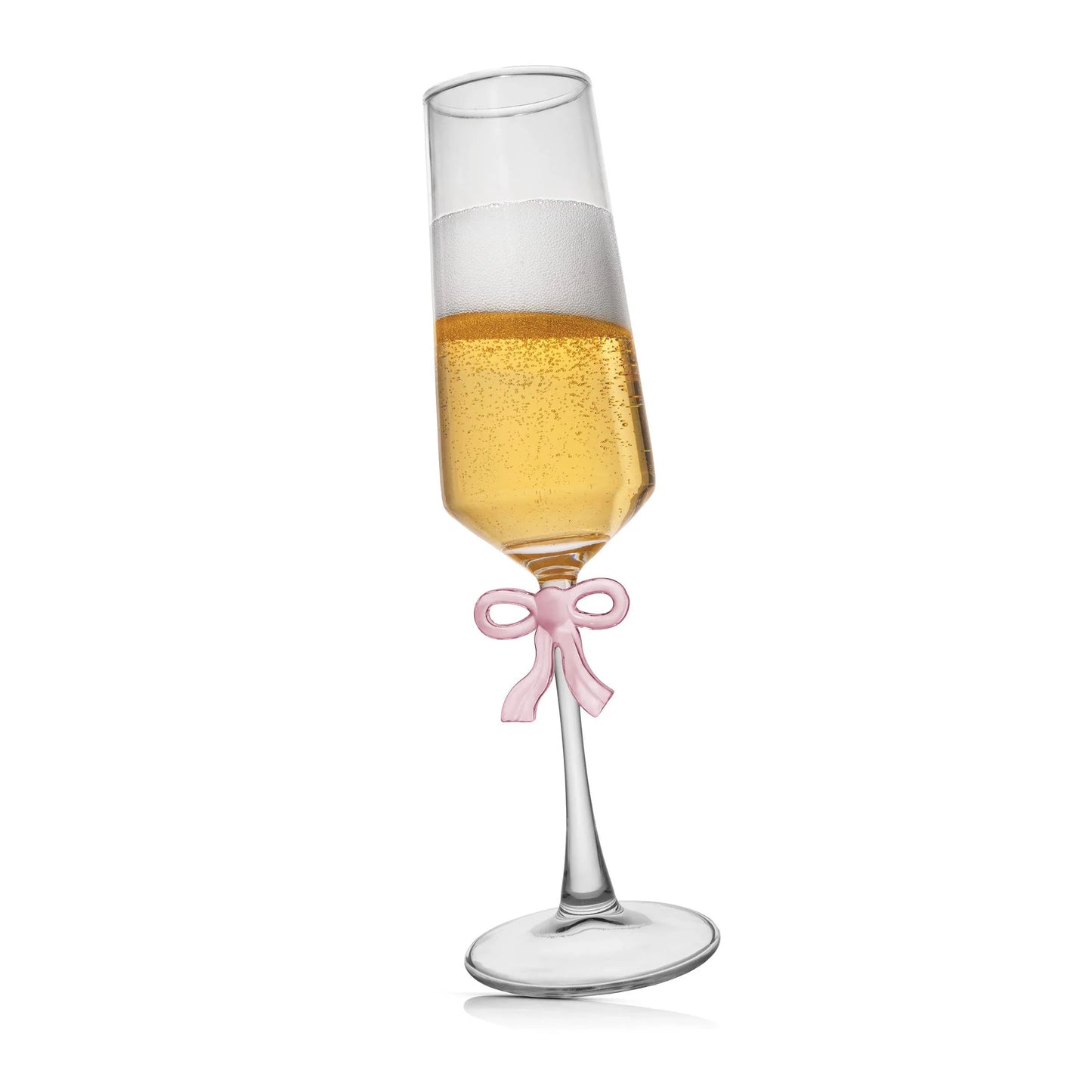 Coquette Pink Bow Champagne Flute - Crystal Glass