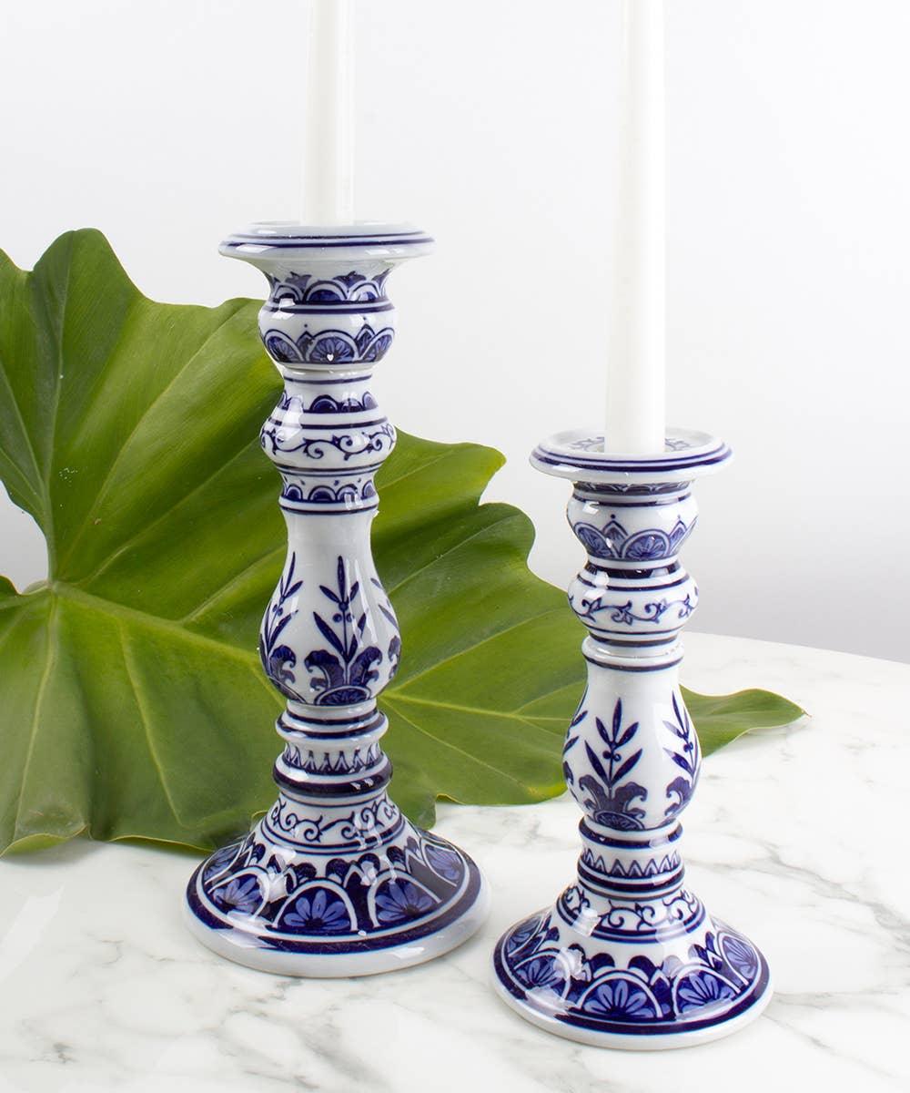 Blue Chinoiserie Candlestick Set - Large - Marcel’s Culinary Experience