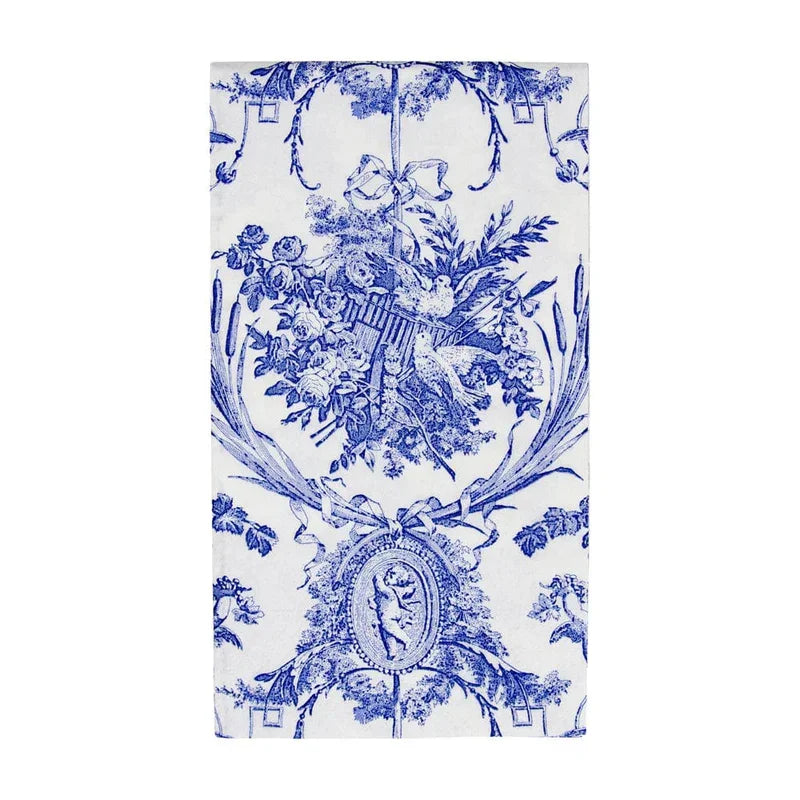 Caspari Romantic Toile Blue Guest Towel Napkins - 15 Per Package - Marcel’s Culinary Experience