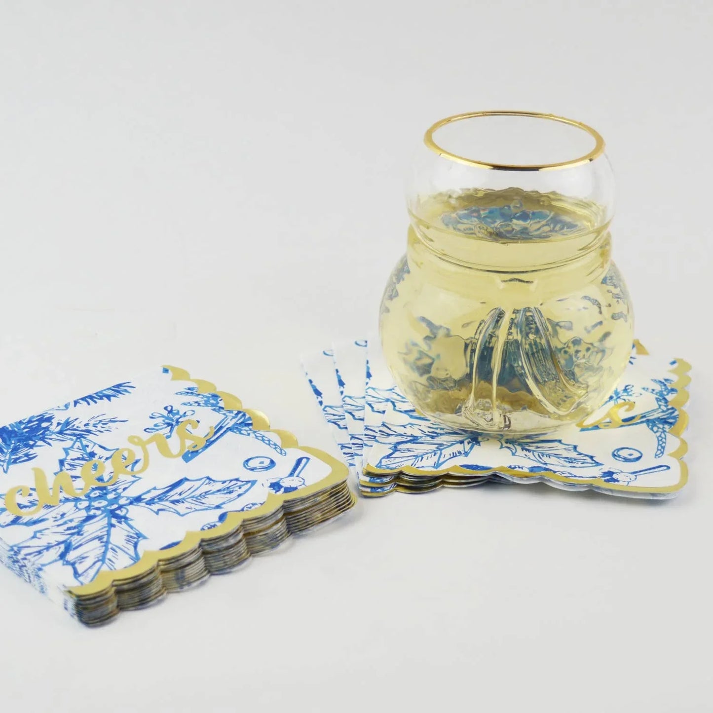 Blue Foliage Paper Beverage Napkin Packs - Marcel’s Culinary Experience