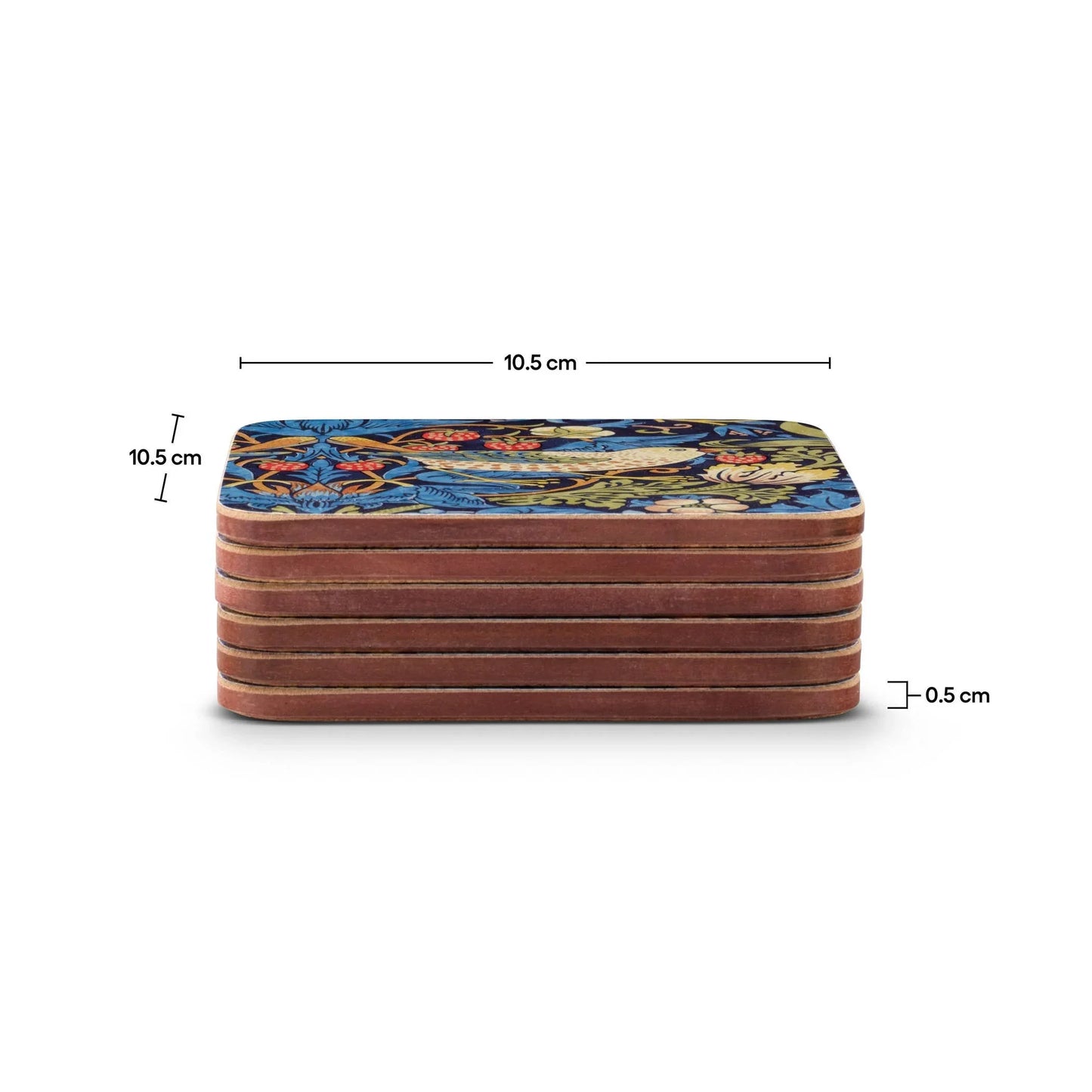 William Morris Strawberry Thief Coasters Set of 6 - Blue