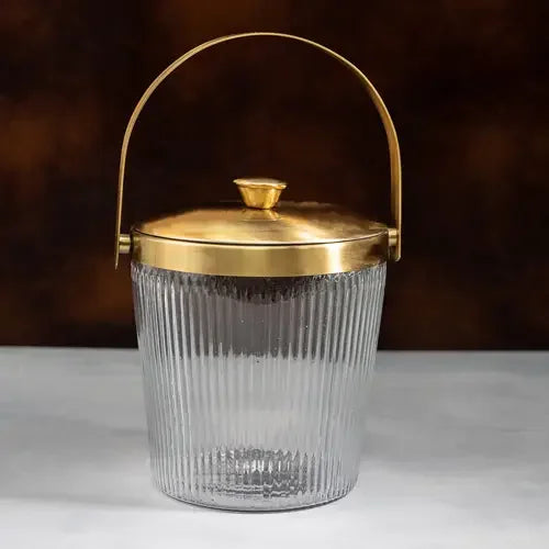 Elegant Glass & Gold Ice Bucket - Marcel’s Culinary Experience