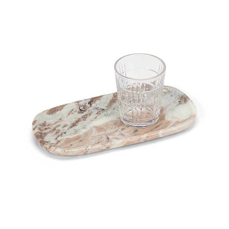 Large Brown Marble Oblong Serving Tray