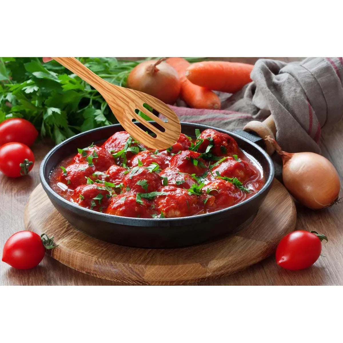 Italian Olivewood Slotted Spoon, 12" - Marcel’s Culinary Experience