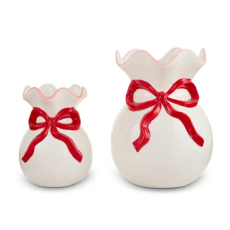 7.5 Bow Ruffled Vases