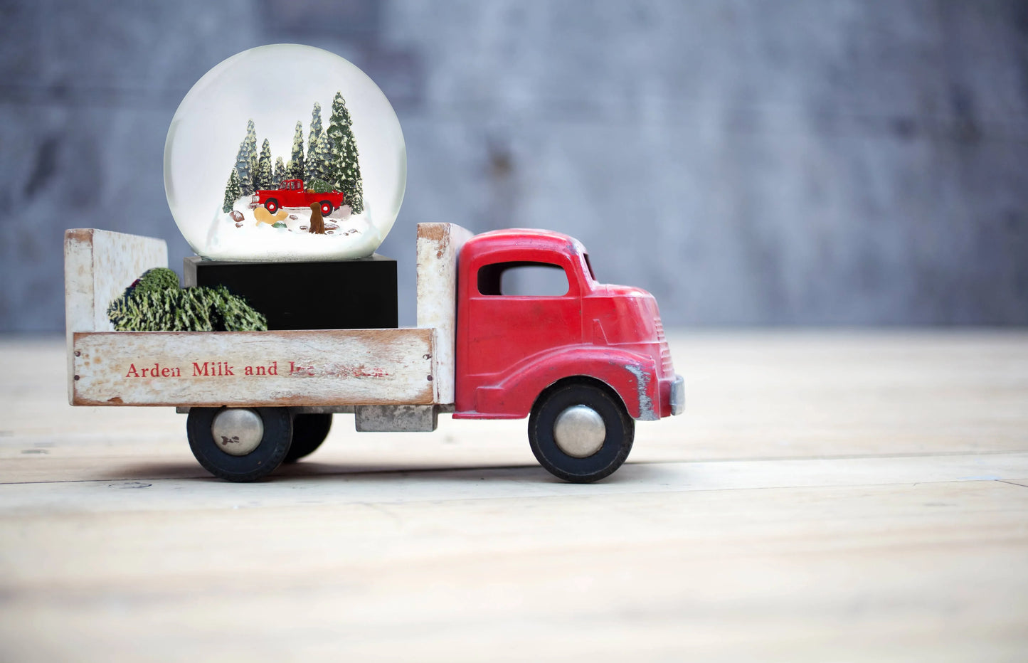 Red Truck with Dogs Snow Globe - Marcel’s Culinary Experience