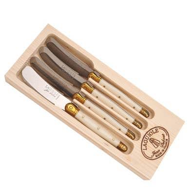 Jean Dubost 4 Spreaders Ivory with Brass in a Tray - Marcel’s Culinary Experience
