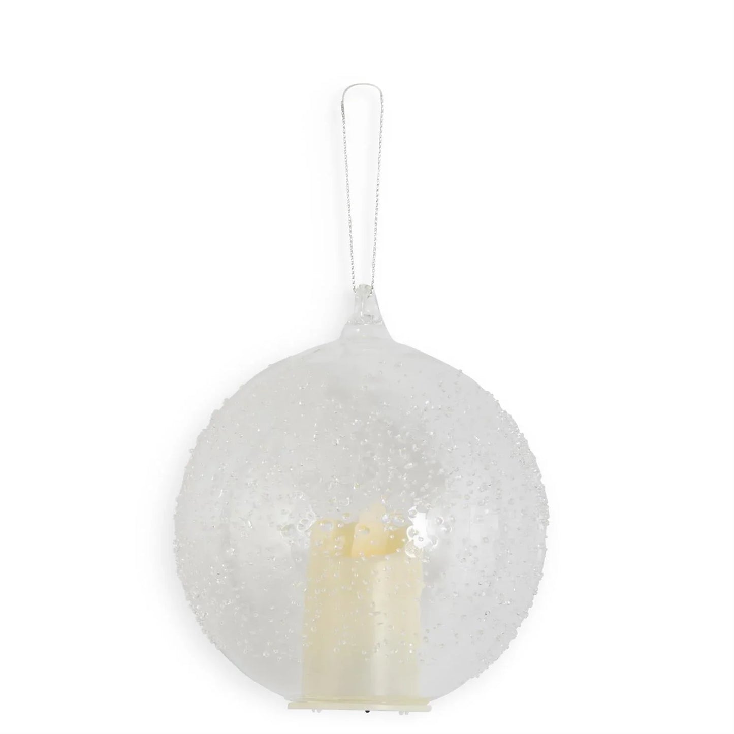 LED Textured Clear Glass Ornament w/Timer 4.5" - Marcel’s Culinary Experience