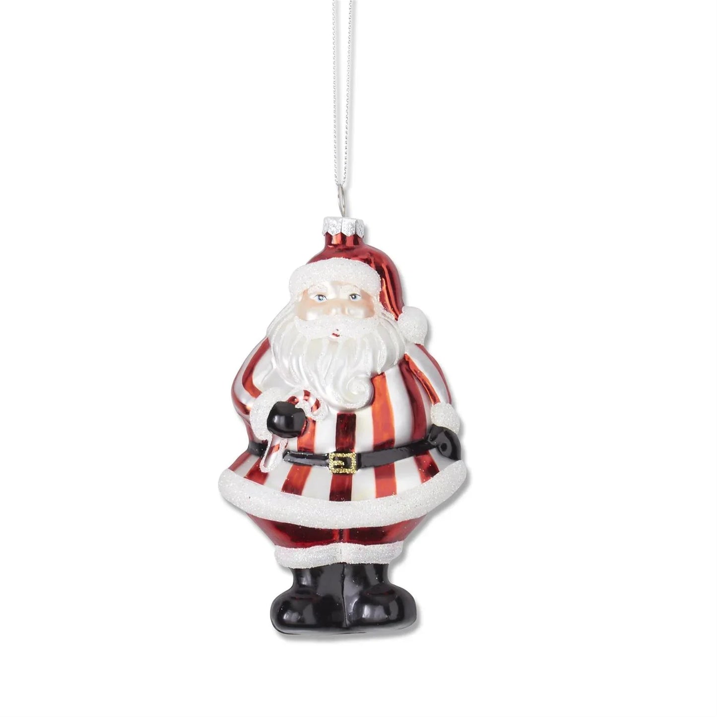 5" Red & White Glittered Blown Glass Santa Ornament (2 Styles) - Marcel’s Culinary Experience