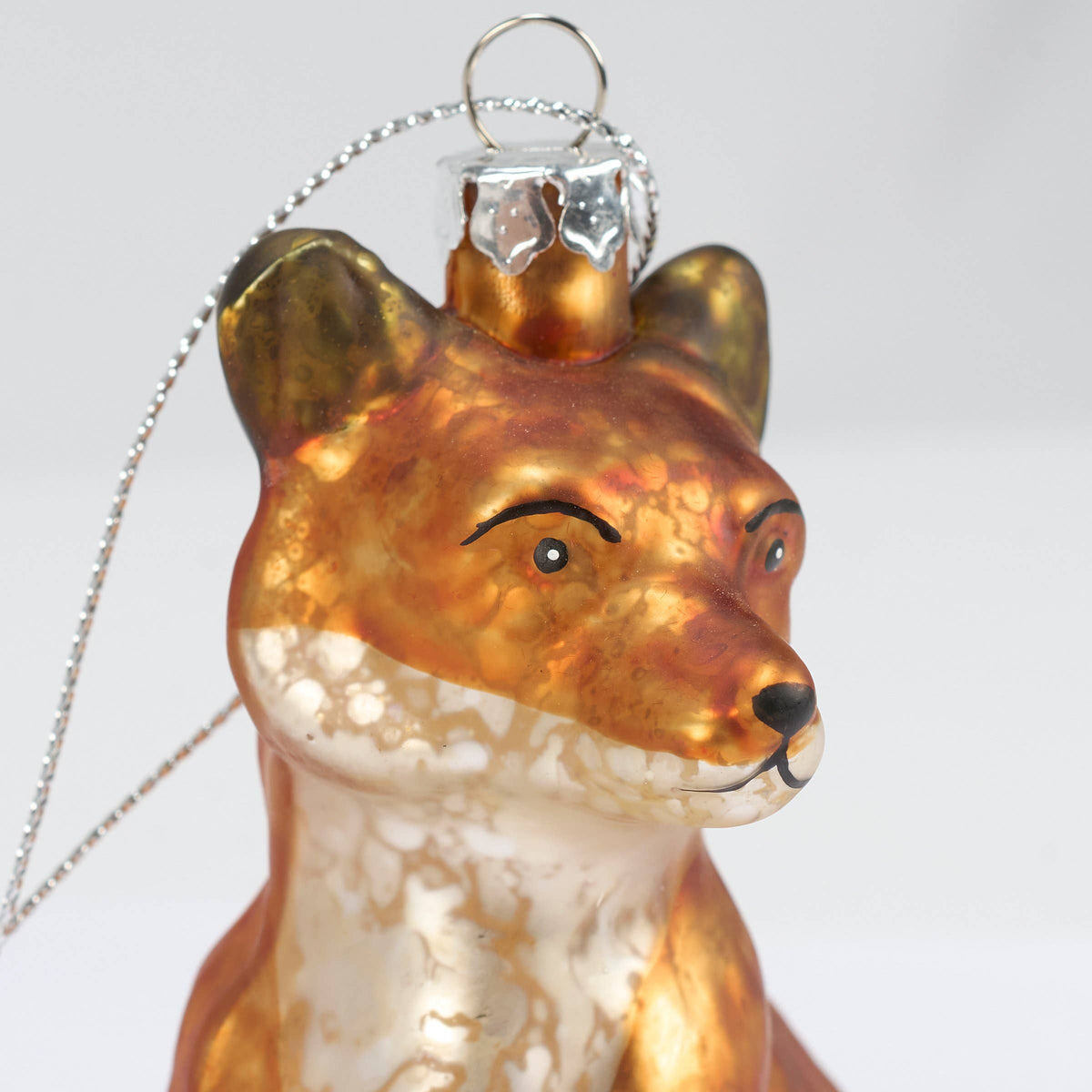 Vintage Fox Glass Christmas Ornament