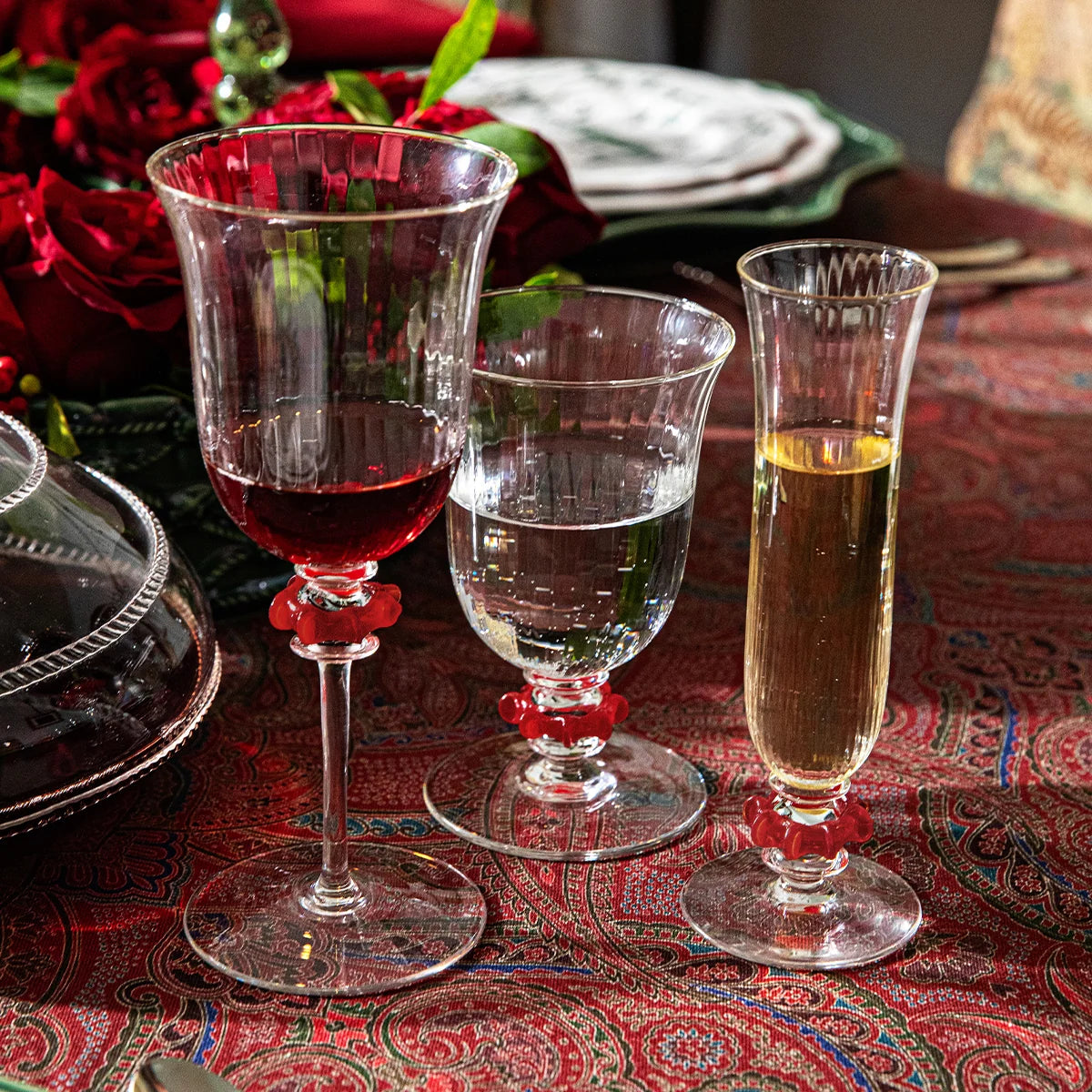 Juliska Nell Ruffle Wine Glass - Ruby