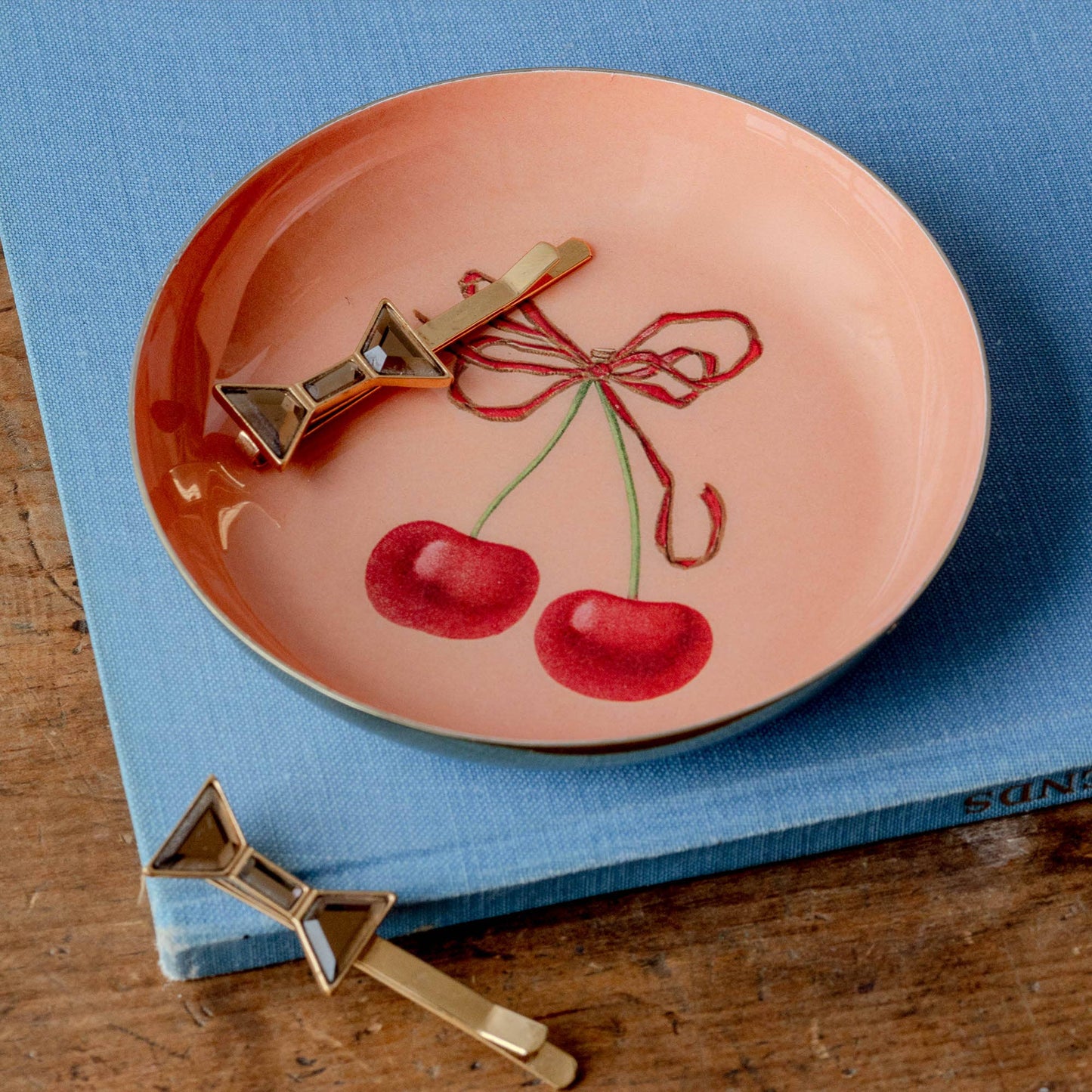 Cherries Round Enamel Tray