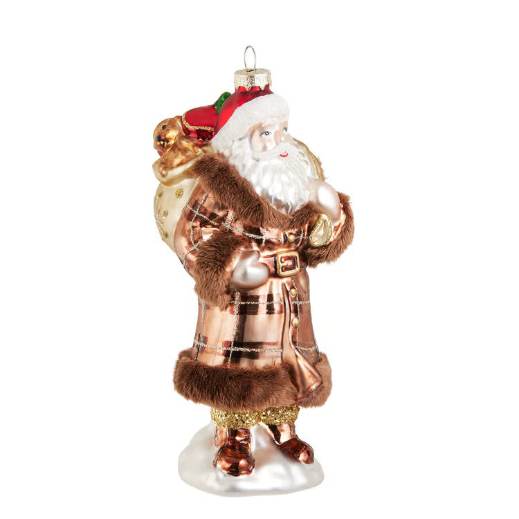 7.5 Plaid Santa Ornament