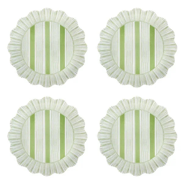 Juliska Cabana Stripe Melamine Dessert/Salad Plate Set/4 - Seagrass - Marcel’s Culinary Experience