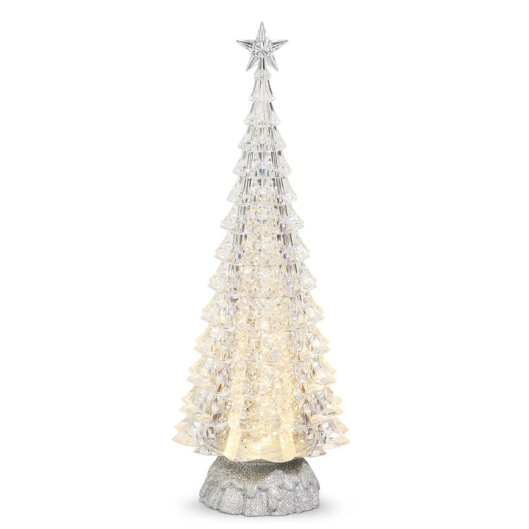 15 Lighted Silver Tree with Swirling Glitter