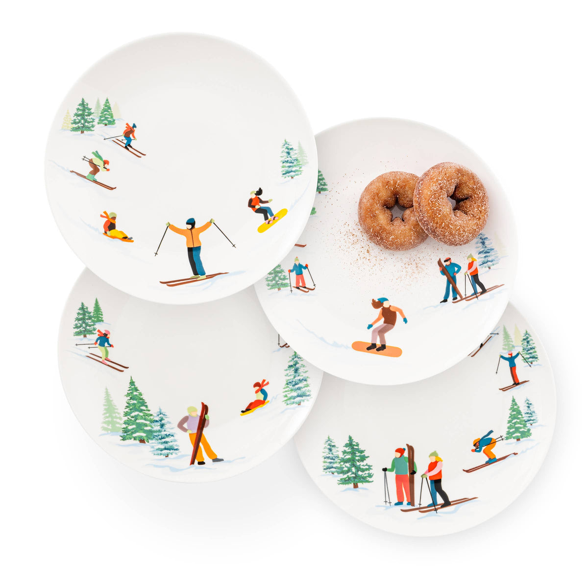 Ski Slopes Appetizer Plates, Set of 4