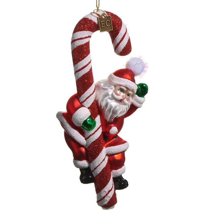 EC 6.75 Candy Cane Santa Ornament
