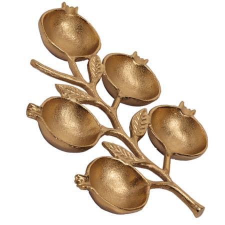 Textured Aluminum Gold 5-Pomegranate Branch Bowl - Marcel’s Culinary Experience