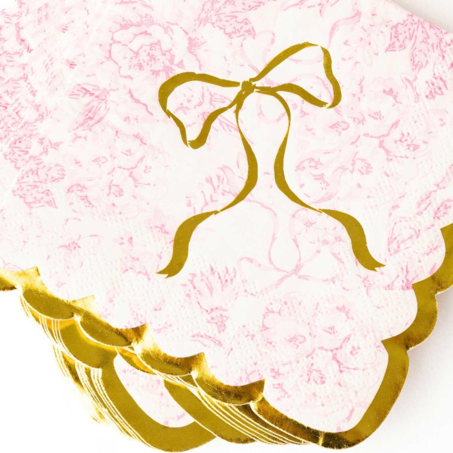 8 Oak Lane Pink Bow Toile Paper Beverage Napkin Packs