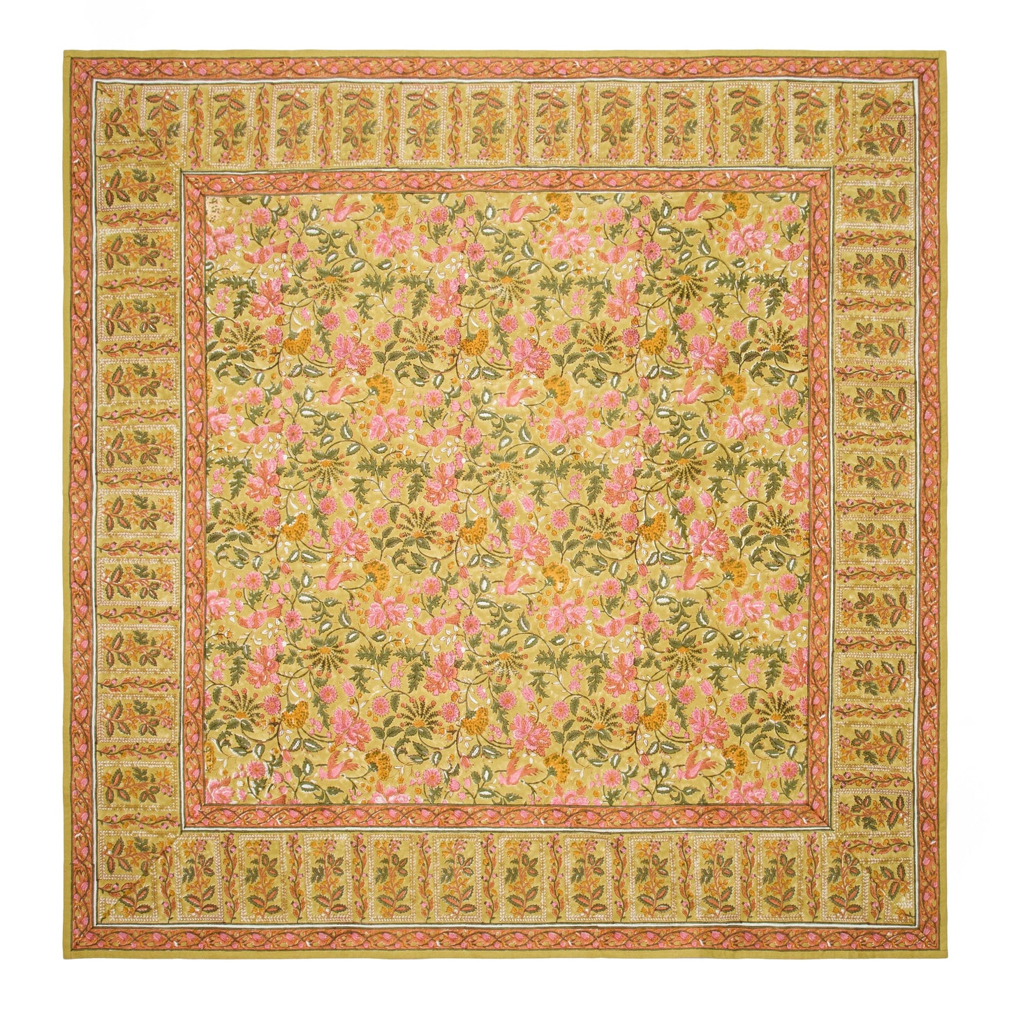 French Tablecloth Damaris Pink & Mustard - Marcel’s Culinary Experience