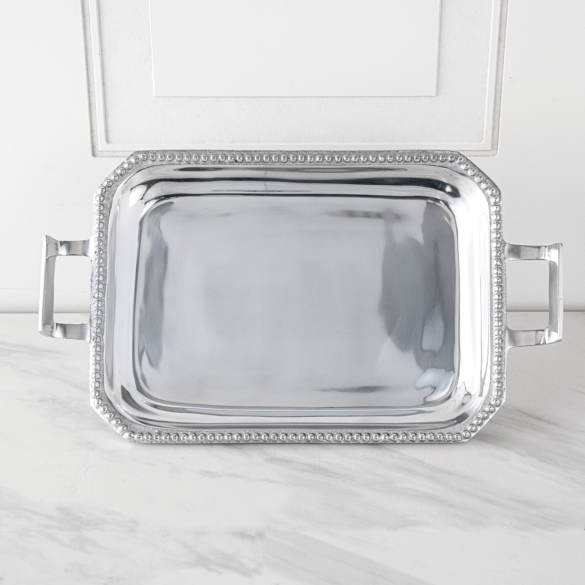 Large Beaded Handle Serving Tray
