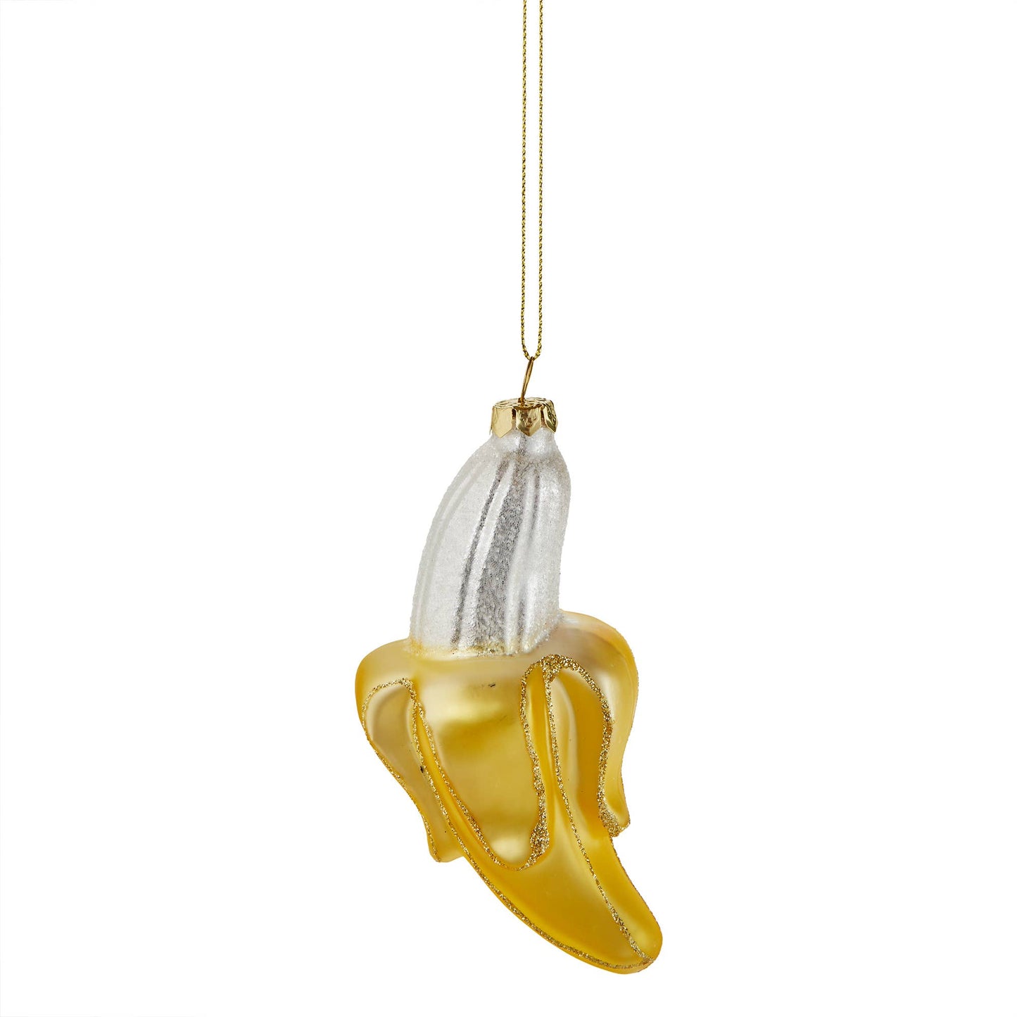 Peeled Banana Ornament Glass Yellow Multi Christmas