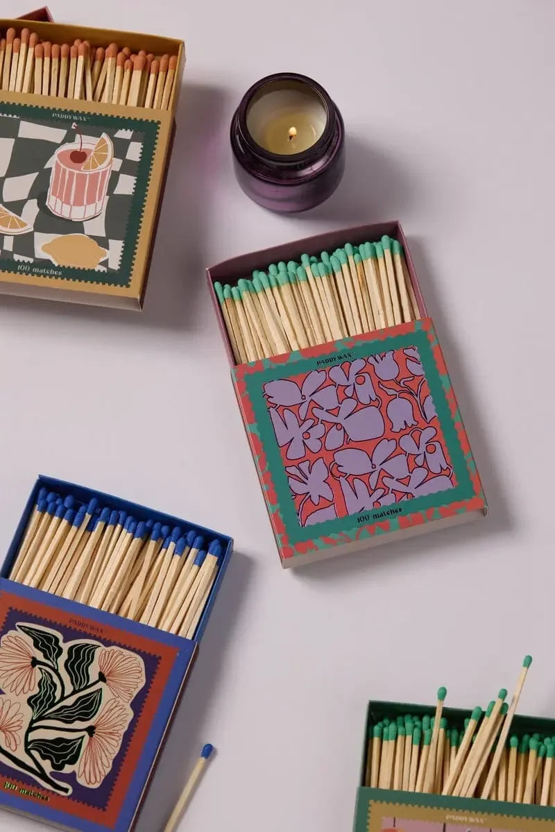 Paddywax Jumbo Boxed Matches - Abstract Floral - Marcel’s Culinary Experience