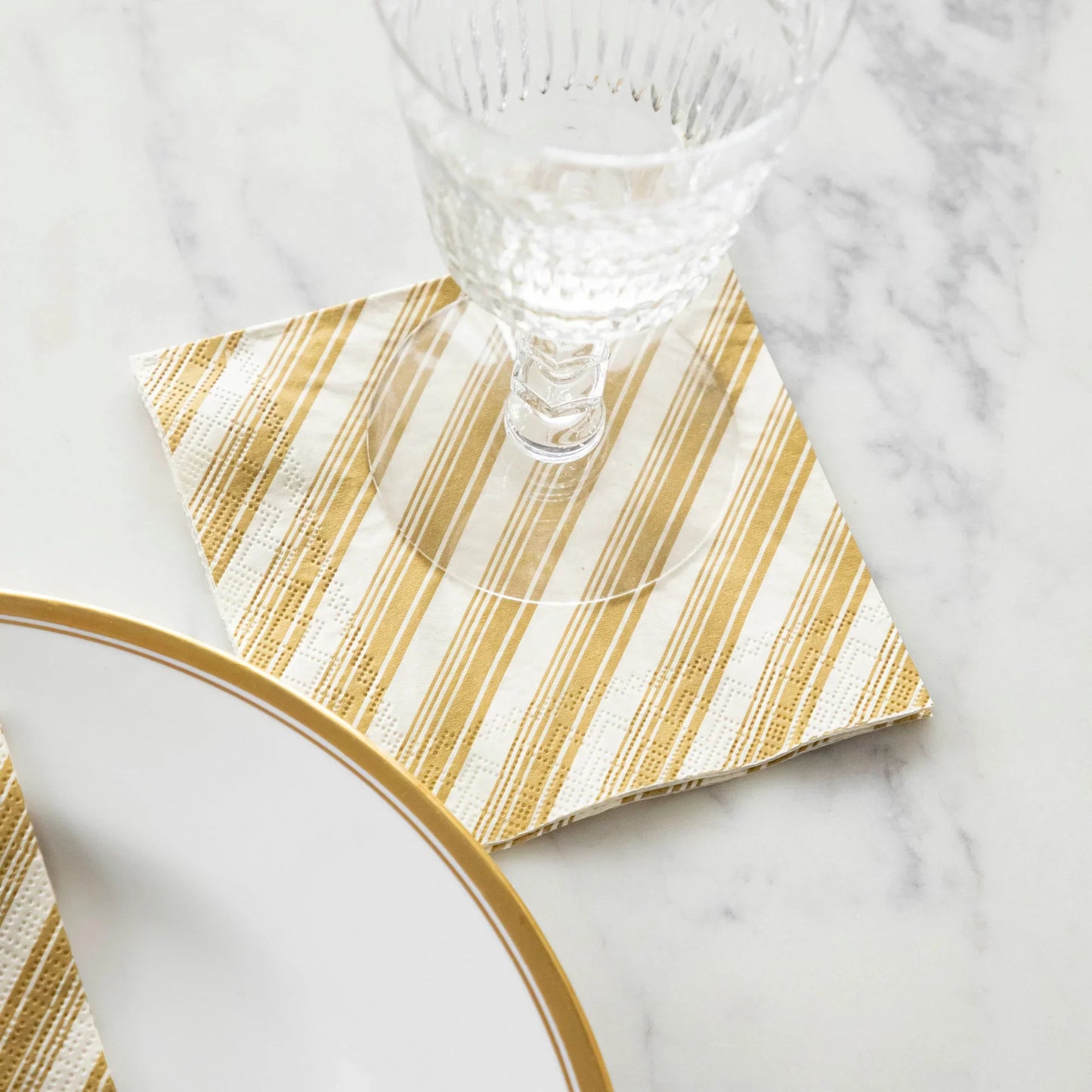 Hester & Cook Gold Peppermint Stripe Napkins - Marcel’s Culinary Experience