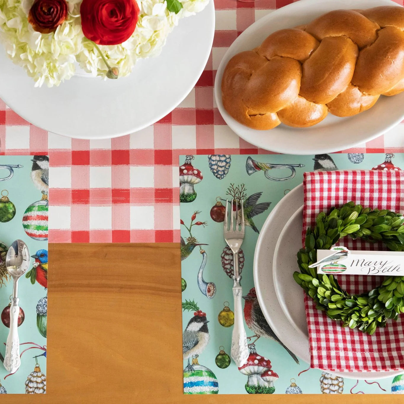 Hester & Cook Red Painted Check Runner