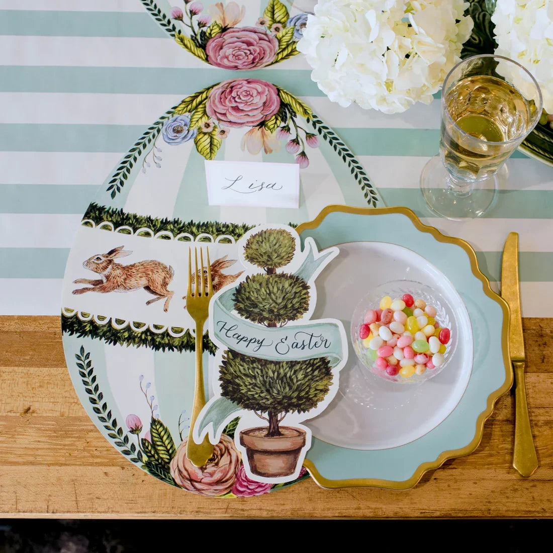 Hester & Cook Die Cut Boxwood Bunny Egg Placemat