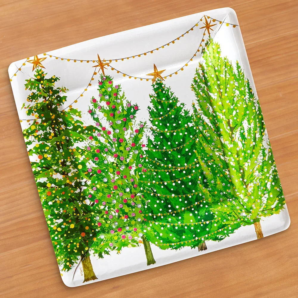 Decorative plate with Christmas tree design