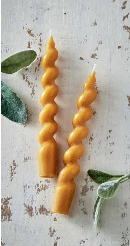 Beeswax Twist 7" Taper S/2 - Marcel’s Culinary Experience