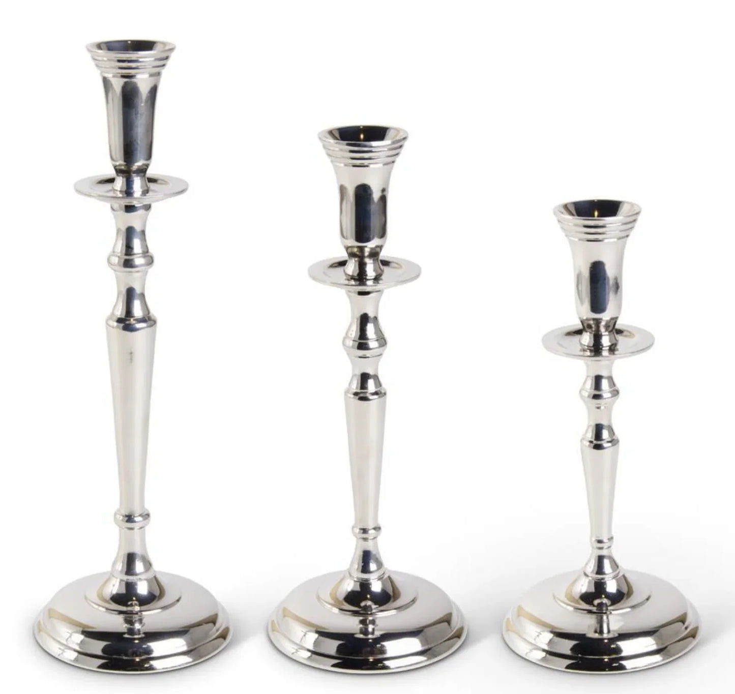 Polished Silver Traditional Taper Candleholders - Marcel’s Culinary Experience
