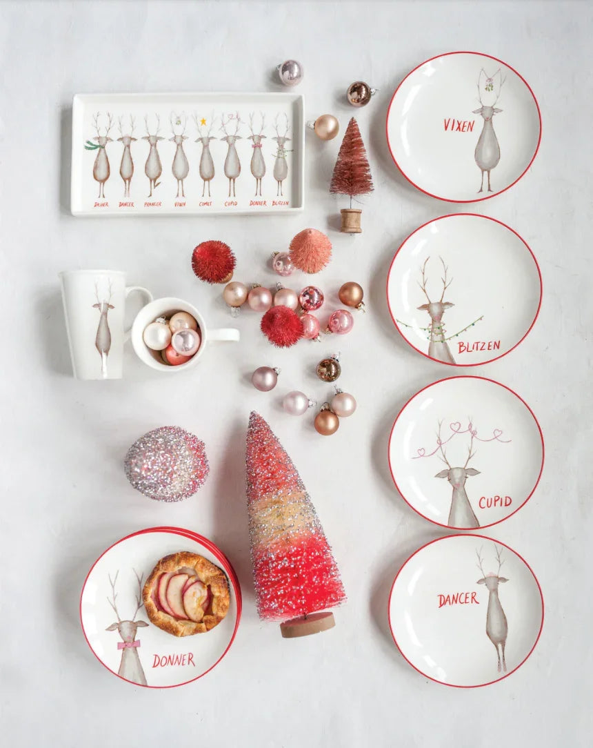 Stoneware Platter with Santa's Reindeer - Marcel’s Culinary Experience