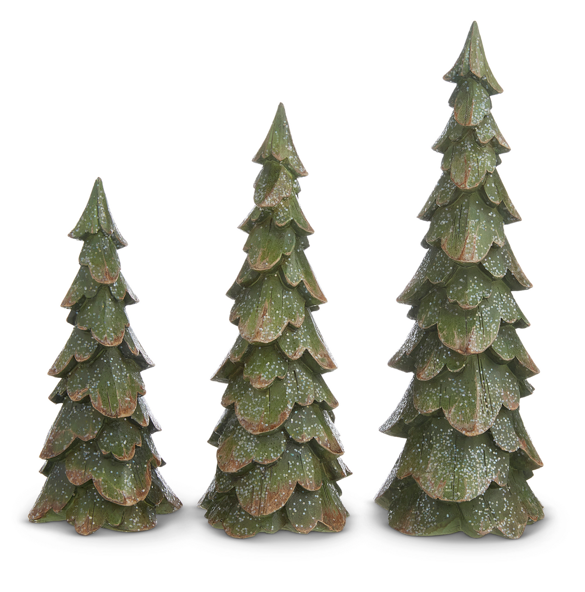 10.5" Green Wood Carved Trees