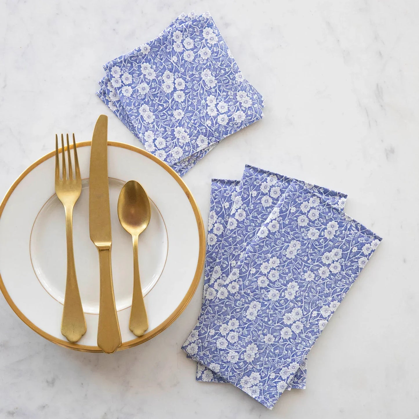 Hester & Cook Blue Calico Cocktail Napkins - Marcel’s Culinary Experience